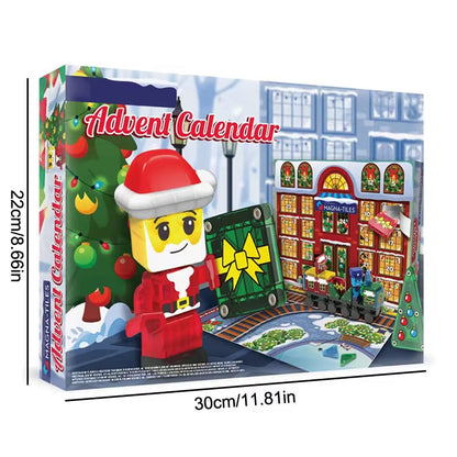 Magical Magnetic Santa Claus Train advent calendar with 24 festive surprise gifts and interactive train construction set.