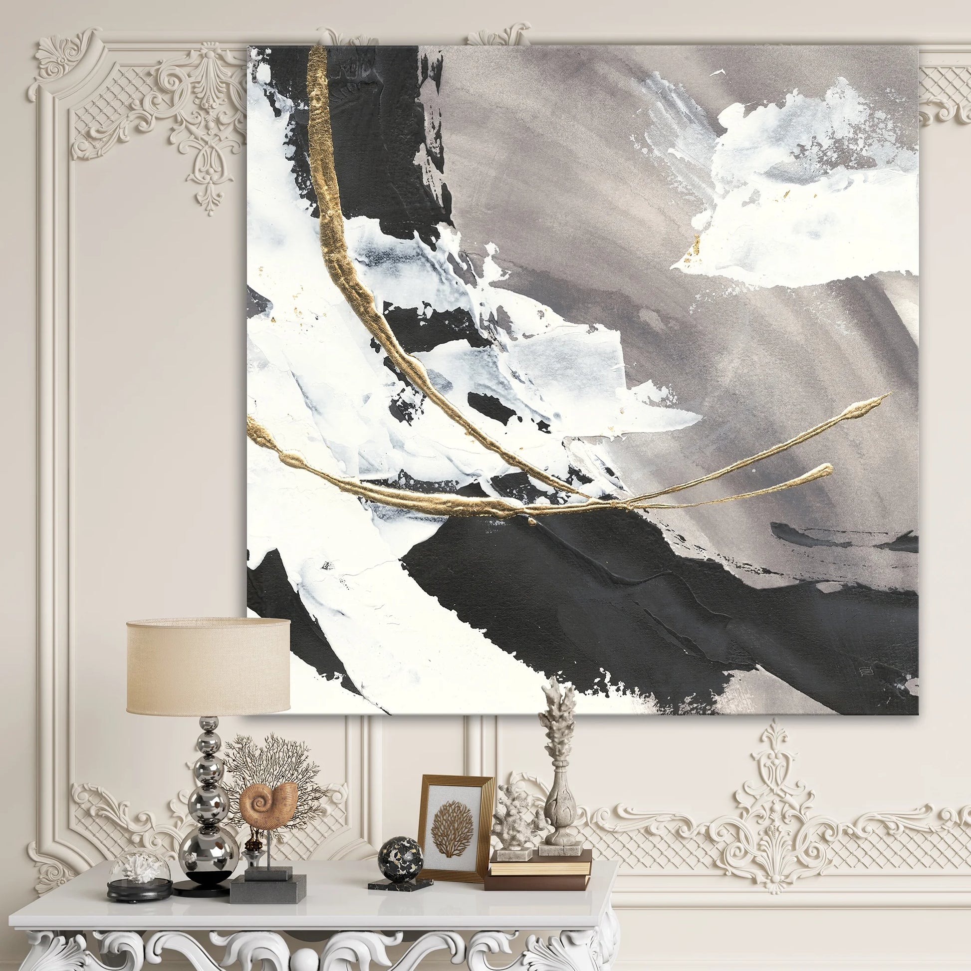 'Glam Painted Arcs II' Transitional Canvas Artwork