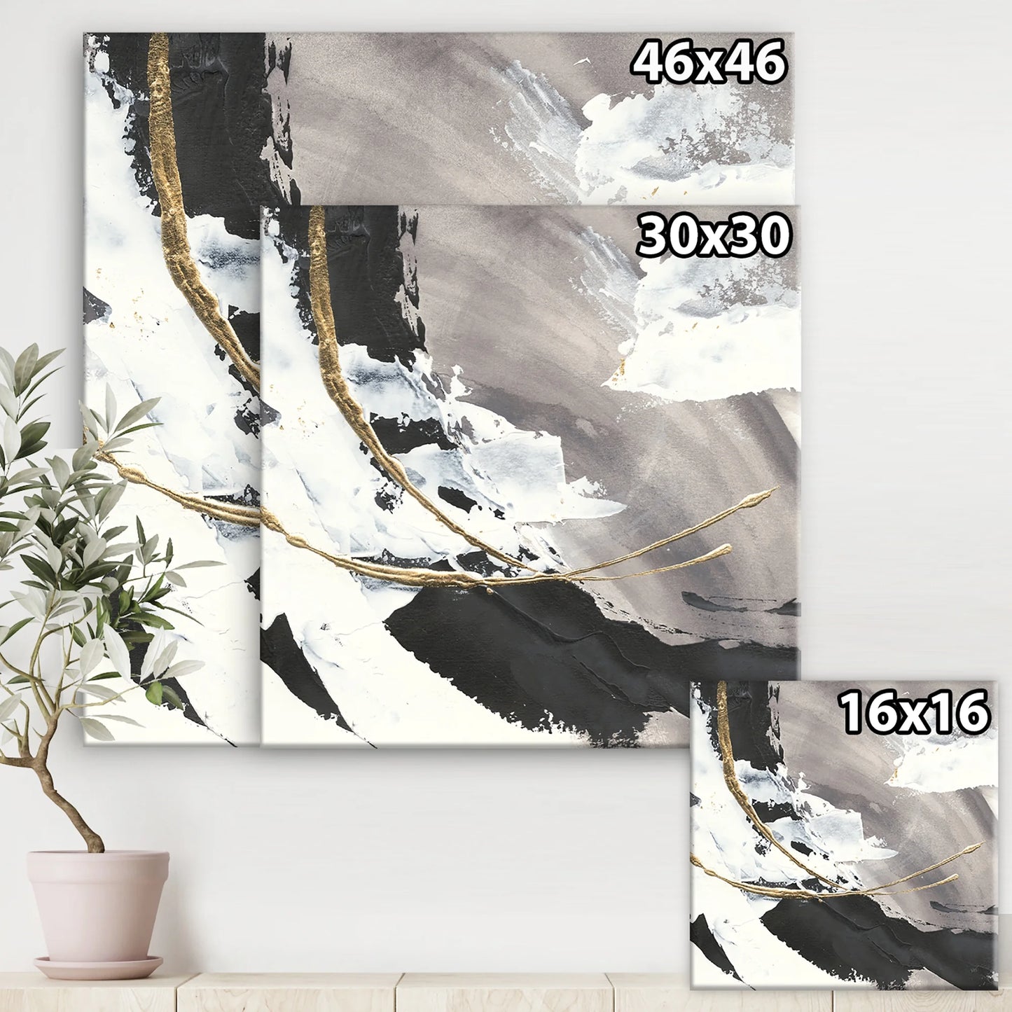 'Glam Painted Arcs II' Transitional Canvas Artwork