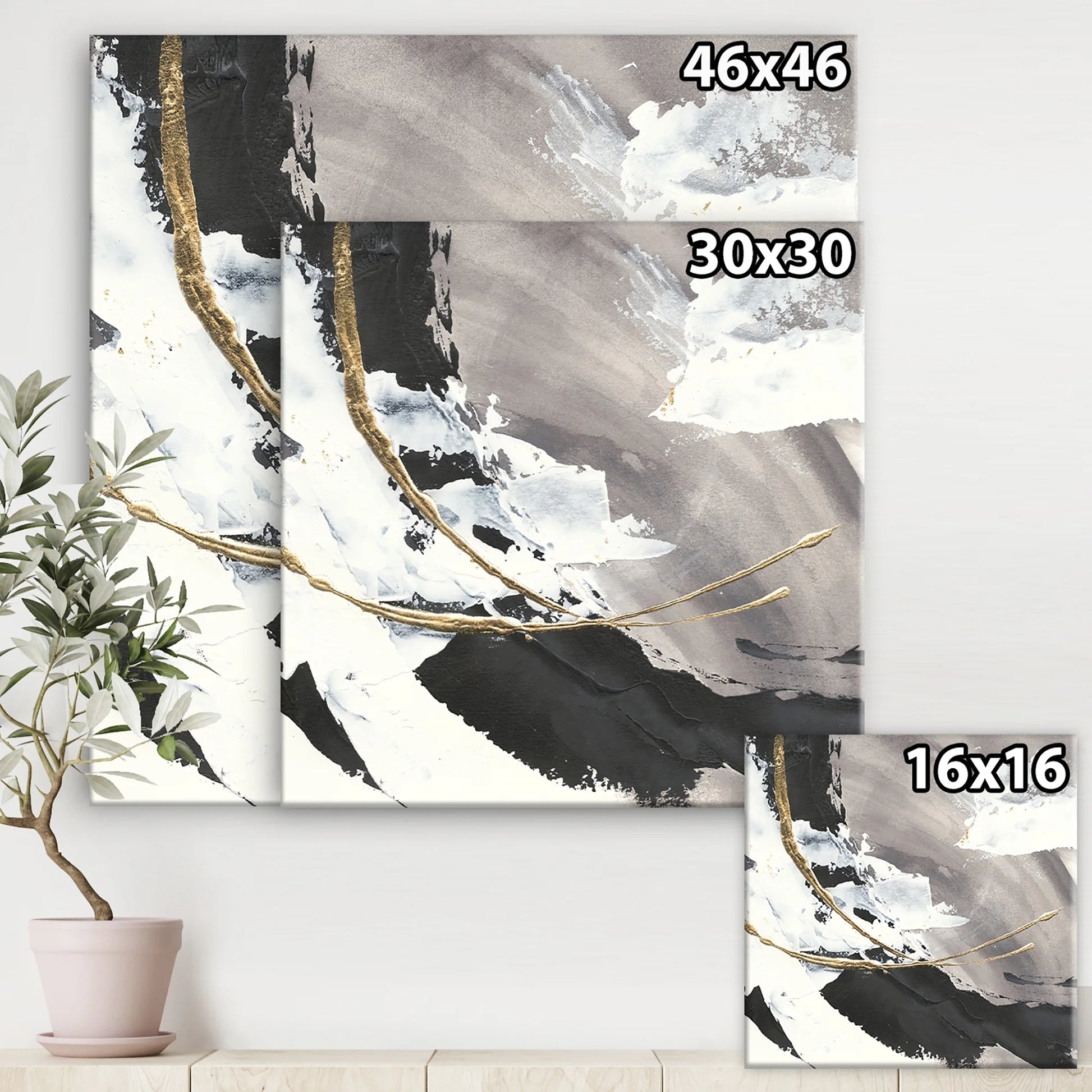 'Glam Painted Arcs II' Transitional Canvas Artwork