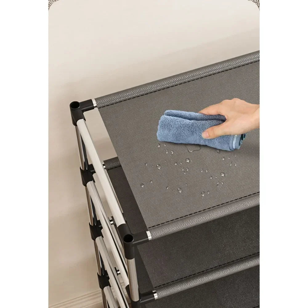Stylish Shoe Rack Metal Simple Shoe Shelf Footwear Organizer Stand Holder Space-Saving Black Shoe Shelf for Living Room