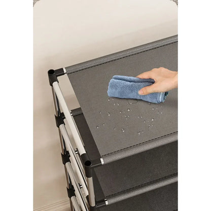 Stylish Shoe Rack Metal Simple Shoe Shelf Footwear Organizer Stand Holder Space-Saving Black Shoe Shelf for Living Room
