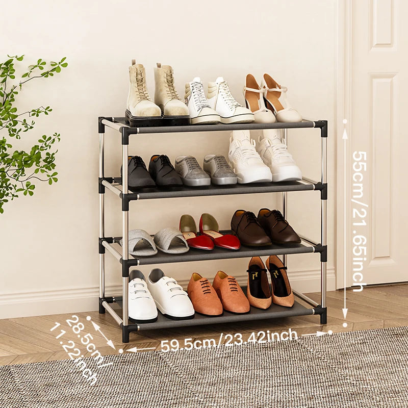 Stylish Shoe Rack Metal Simple Shoe Shelf Footwear Organizer Stand Holder Space-Saving Black Shoe Shelf for Living Room
