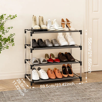 Stylish Shoe Rack Metal Simple Shoe Shelf Footwear Organizer Stand Holder Space-Saving Black Shoe Shelf for Living Room