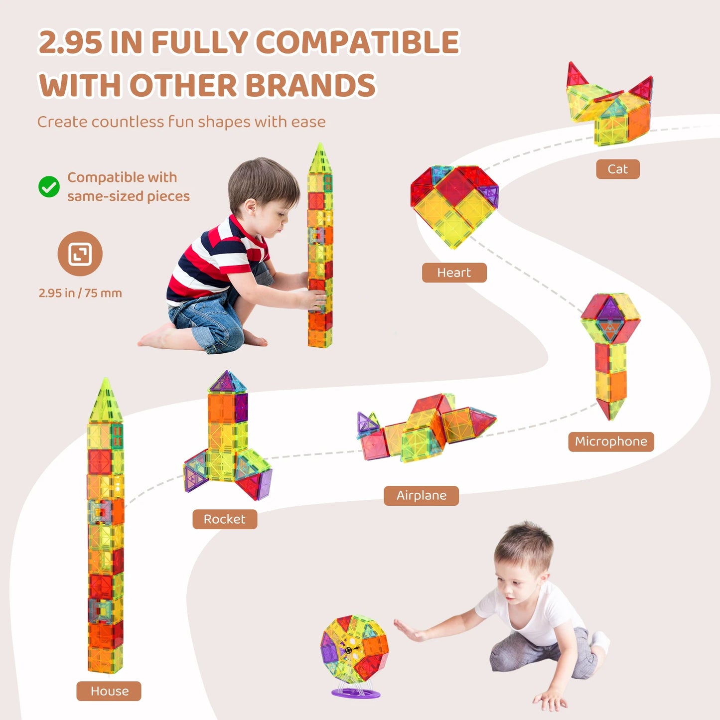 180-Piece Magnetic Building Blocks Set - Montessori Educational Toys for Children, Ideal for Birthdays and Creative Play
