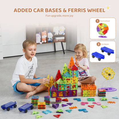180-Piece Magnetic Building Blocks Set - Montessori Educational Toys for Children, Ideal for Birthdays and Creative Play