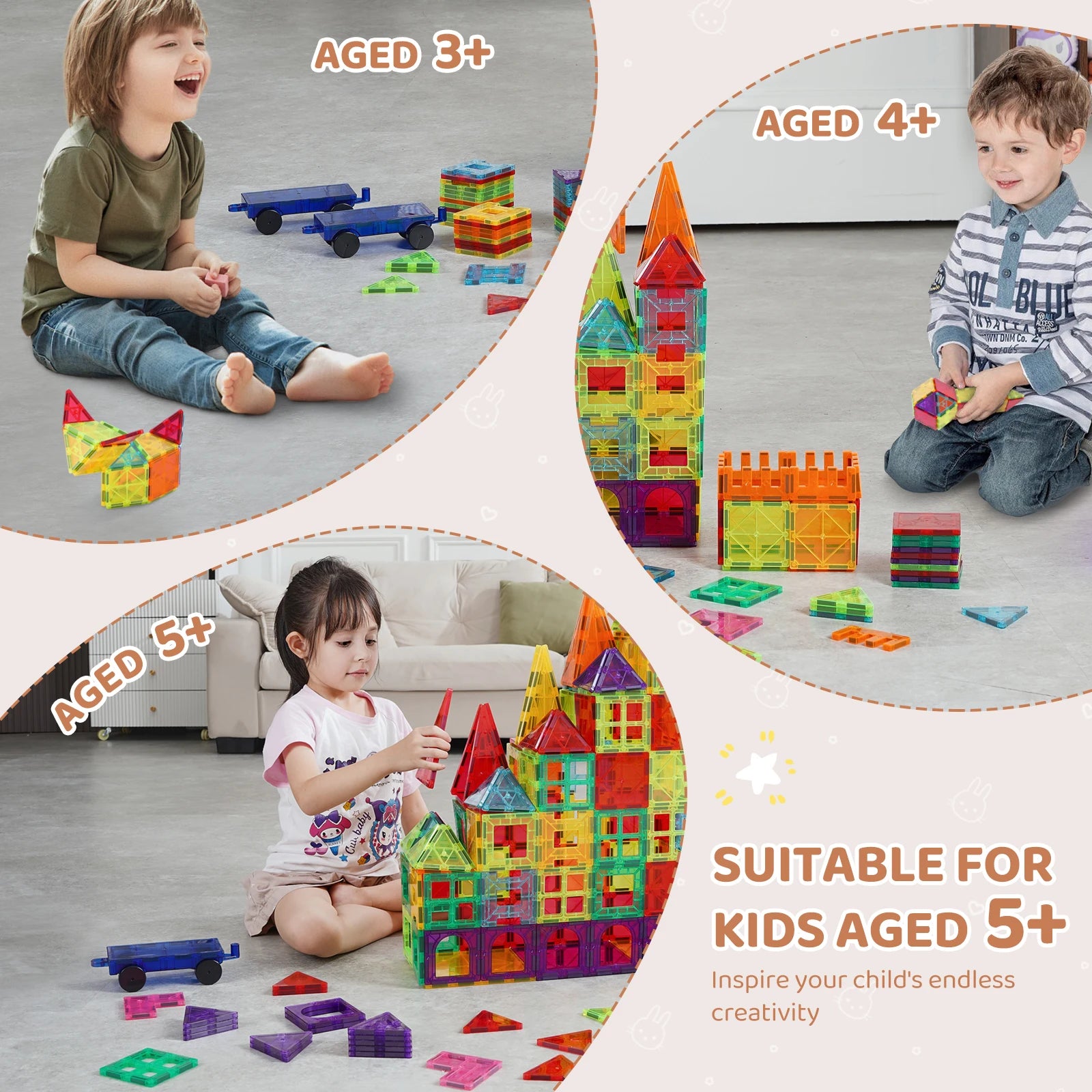 180-Piece Magnetic Building Blocks Set - Montessori Educational Toys for Children, Ideal for Birthdays and Creative Play