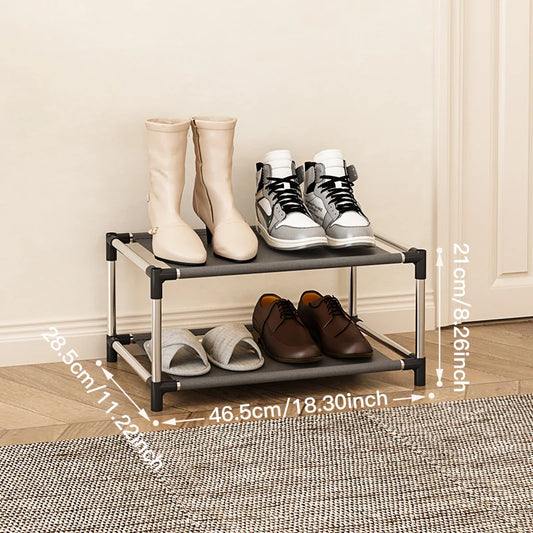 Stylish Shoe Rack Metal Simple Shoe Shelf Footwear Organizer Stand Holder Space-Saving Black Shoe Shelf for Living Room