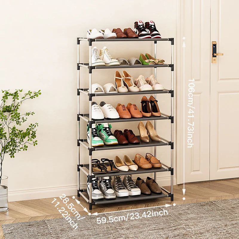 Stylish Shoe Rack Metal Simple Shoe Shelf Footwear Organizer Stand Holder Space-Saving Black Shoe Shelf for Living Room